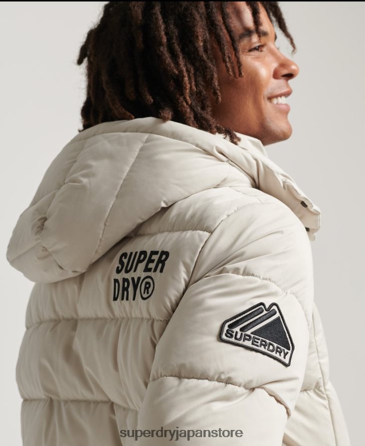マイクロファイバーマウンテンパファージャケット 男性 Superdry 衣類 ベージュ 2J62PZ1033
