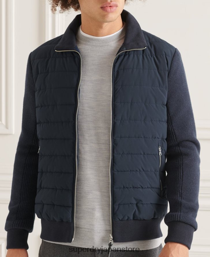 スタジオ パデッド ニット ミックス ジャケット 男性 Superdry 衣類 海軍 2J62PZ1034