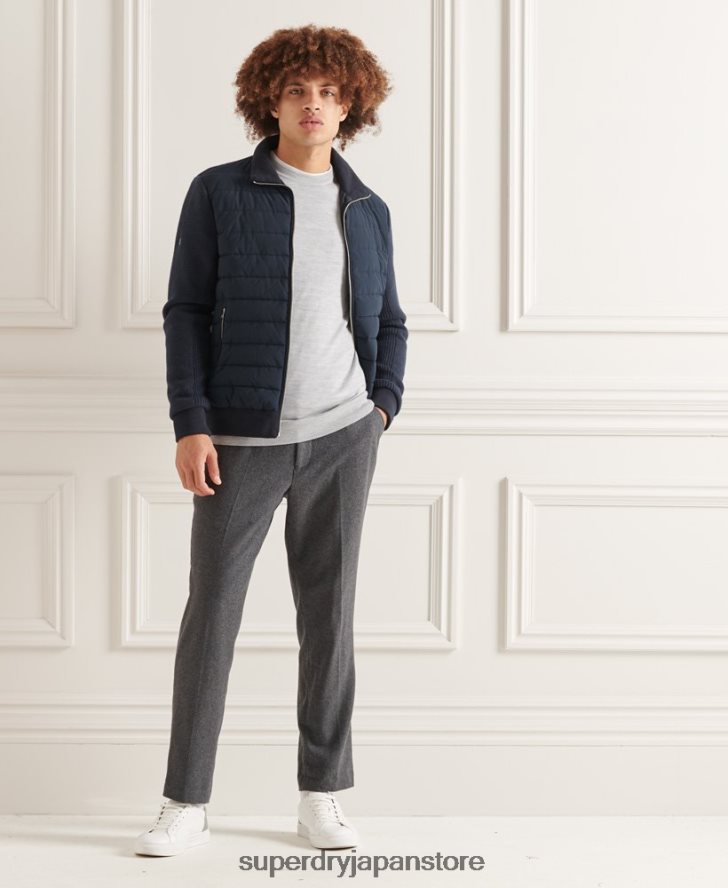 スタジオ パデッド ニット ミックス ジャケット 男性 Superdry 衣類 海軍 2J62PZ1034