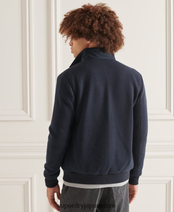 スタジオ パデッド ニット ミックス ジャケット 男性 Superdry 衣類 海軍 2J62PZ1034