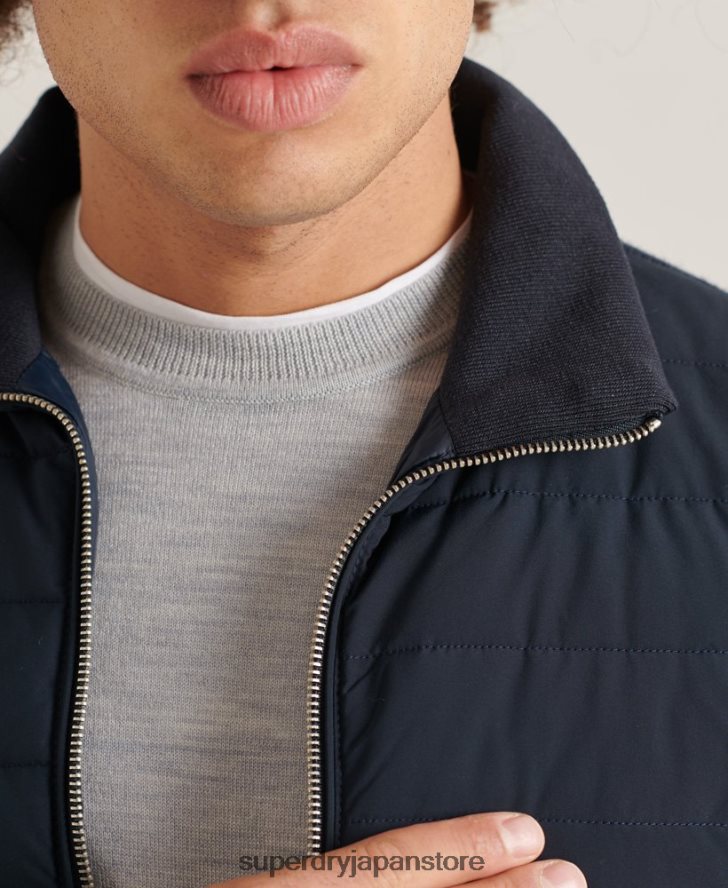スタジオ パデッド ニット ミックス ジャケット 男性 Superdry 衣類 海軍 2J62PZ1034