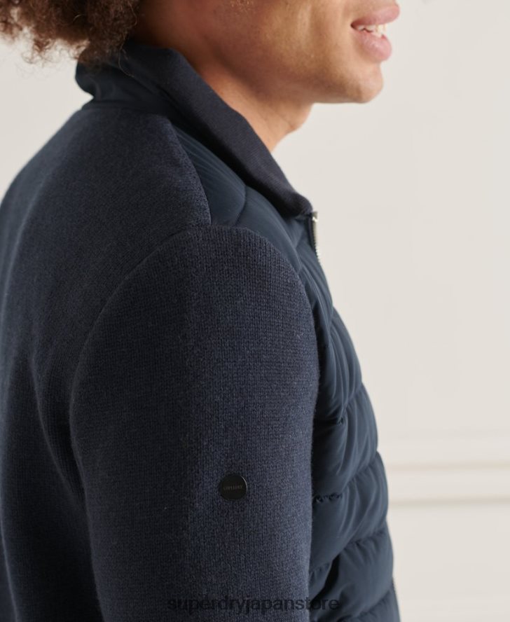スタジオ パデッド ニット ミックス ジャケット 男性 Superdry 衣類 海軍 2J62PZ1034