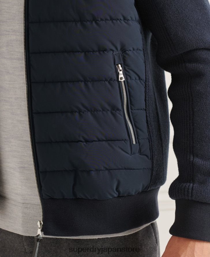 スタジオ パデッド ニット ミックス ジャケット 男性 Superdry 衣類 海軍 2J62PZ1034