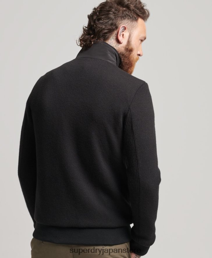 ハイブリッドニットミックスパファーコート 男性 Superdry 衣類 黒 2J62PZ1035