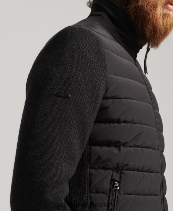 ハイブリッドニットミックスパファーコート 男性 Superdry 衣類 黒 2J62PZ1035