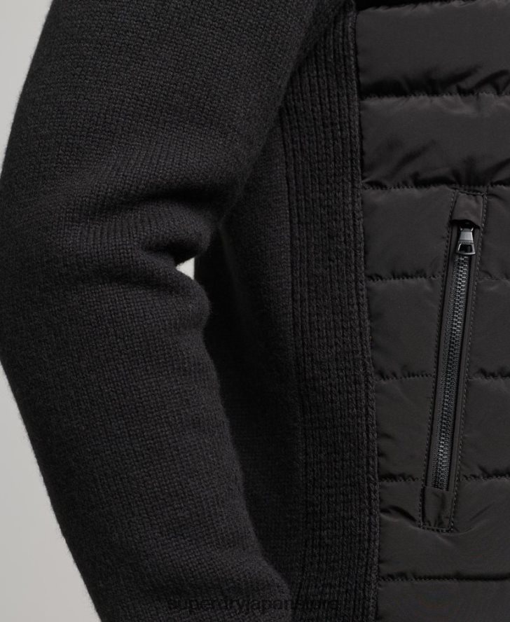 ハイブリッドニットミックスパファーコート 男性 Superdry 衣類 黒 2J62PZ1035