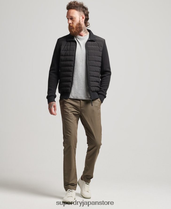 ハイブリッドニットミックスパファーコート 男性 Superdry 衣類 黒 2J62PZ1035