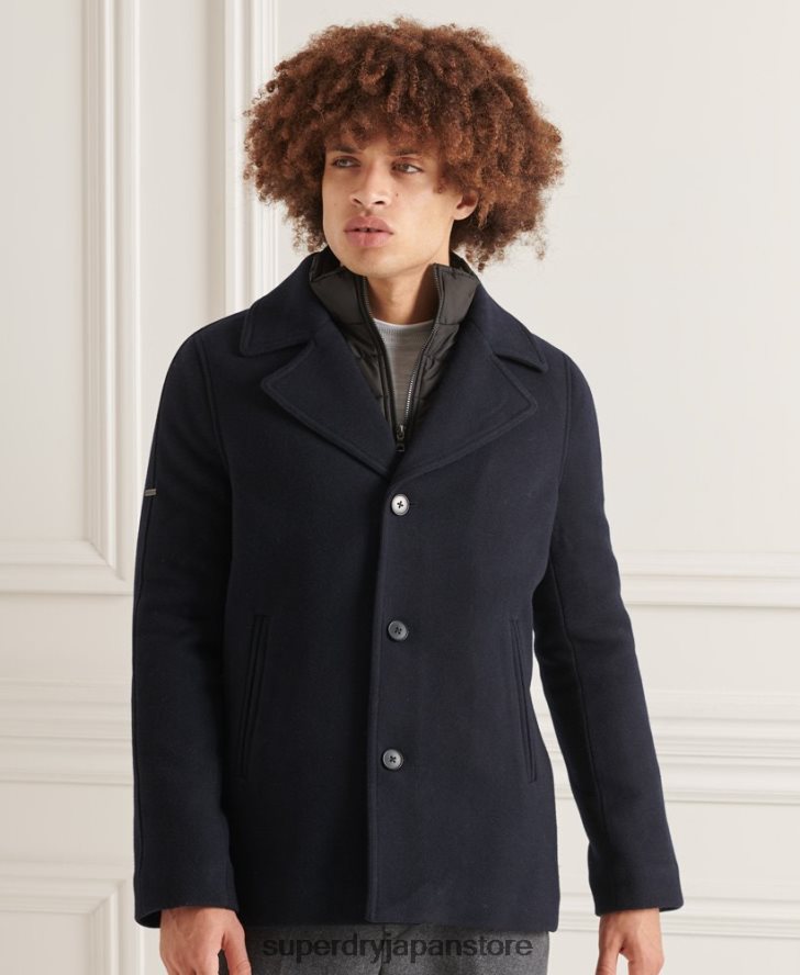 スタジオ ショート パデッド ジャケット 男性 Superdry 衣類 海軍 2J62PZ1036