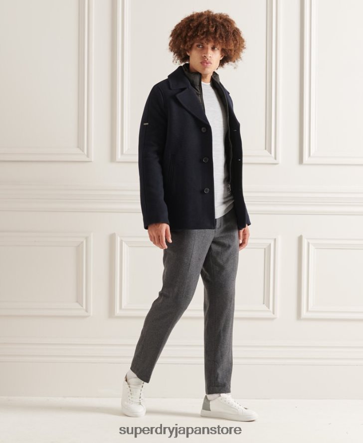 スタジオ ショート パデッド ジャケット 男性 Superdry 衣類 海軍 2J62PZ1036