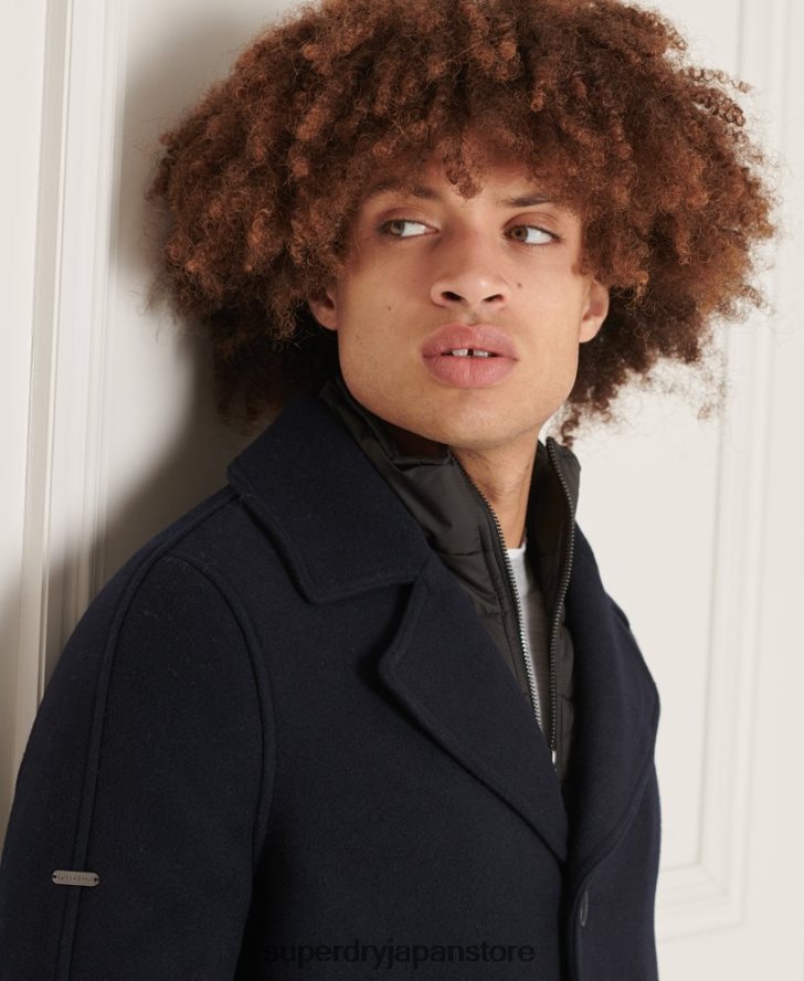 スタジオ ショート パデッド ジャケット 男性 Superdry 衣類 海軍 2J62PZ1036