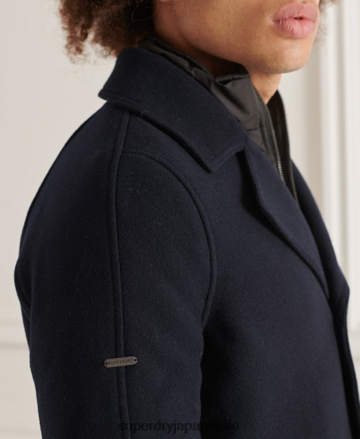 スタジオ ショート パデッド ジャケット 男性 Superdry 衣類 海軍 2J62PZ1036