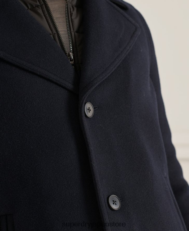 スタジオ ショート パデッド ジャケット 男性 Superdry 衣類 海軍 2J62PZ1036