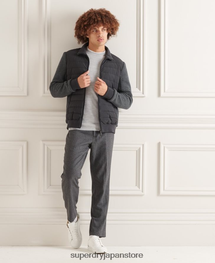 スタジオ パデッド ニット ミックス ジャケット 男性 Superdry 衣類 濃い灰色 2J62PZ1039