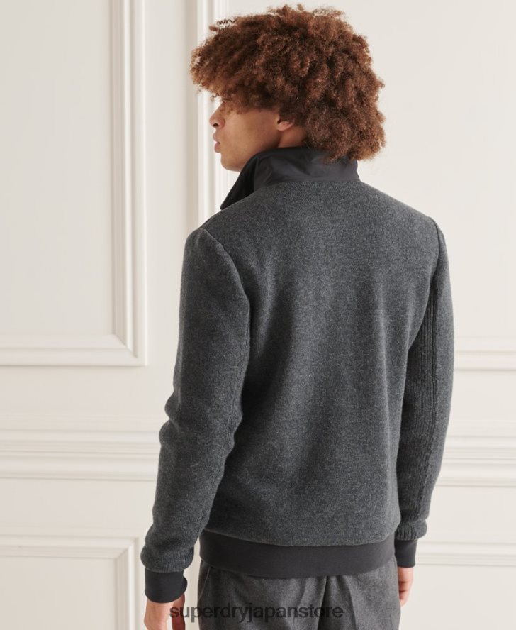 スタジオ パデッド ニット ミックス ジャケット 男性 Superdry 衣類 濃い灰色 2J62PZ1039
