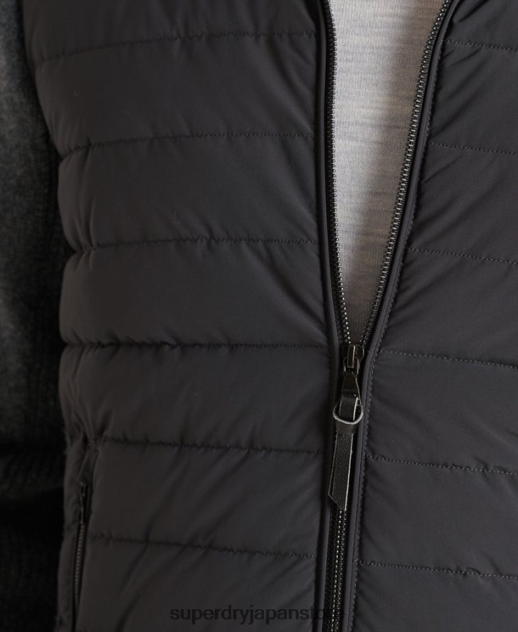 スタジオ パデッド ニット ミックス ジャケット 男性 Superdry 衣類 濃い灰色 2J62PZ1039