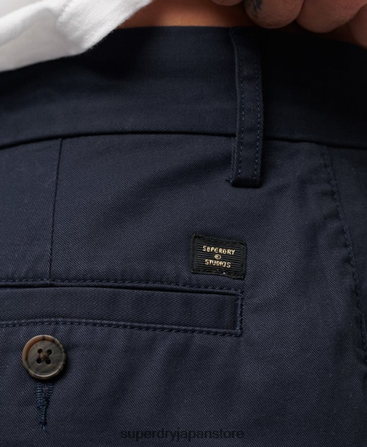 スリムストレッチチノショーツ 男性 Superdry 衣類 海軍 2J62PZ103