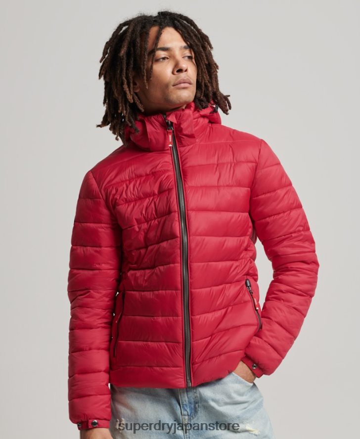 フード付きクラシックパファージャケット 男性 Superdry 衣類 赤 2J62PZ1041