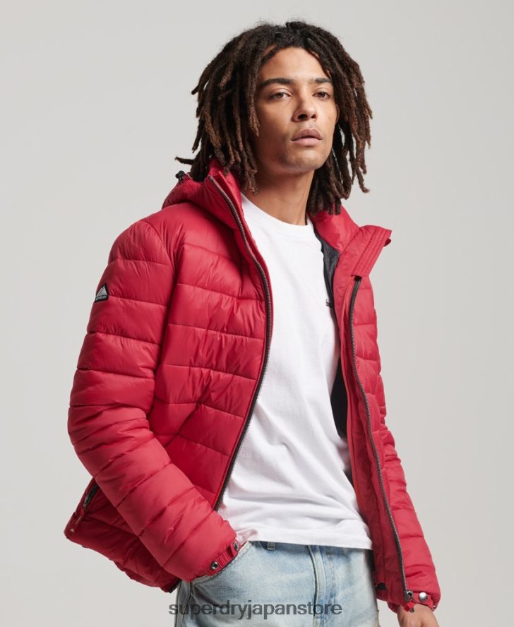 フード付きクラシックパファージャケット 男性 Superdry 衣類 赤 2J62PZ1041