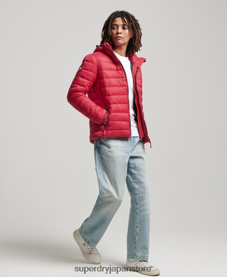 フード付きクラシックパファージャケット 男性 Superdry 衣類 赤 2J62PZ1041