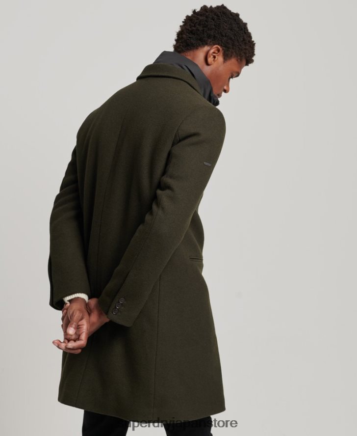 取り外し可能な裏地付きウールタウンコート 男性 Superdry 衣類 緑 2J62PZ1043