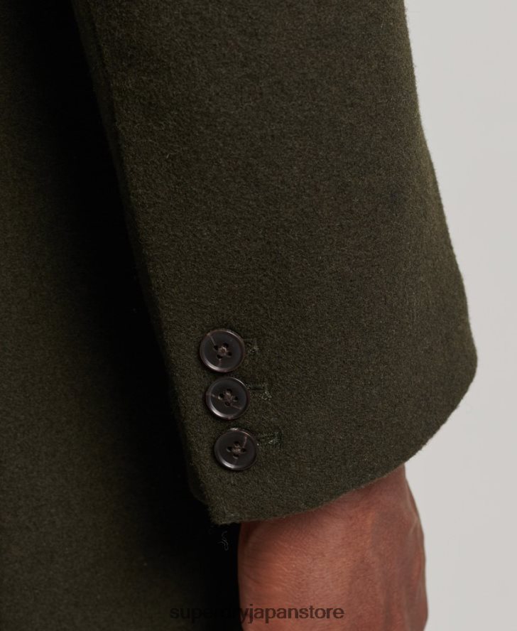取り外し可能な裏地付きウールタウンコート 男性 Superdry 衣類 緑 2J62PZ1043