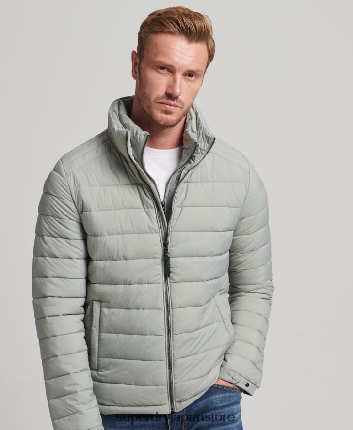 軽量のショートダウンコート 男性 Superdry 衣類 ライトグレー 2J62PZ1044