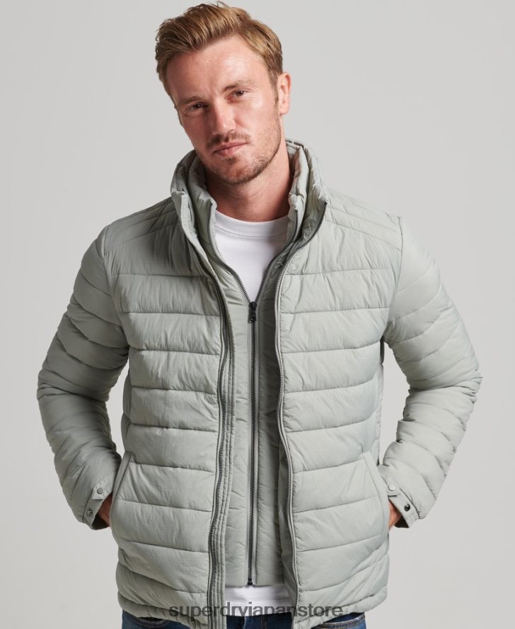 軽量のショートダウンコート 男性 Superdry 衣類 ライトグレー 2J62PZ1044