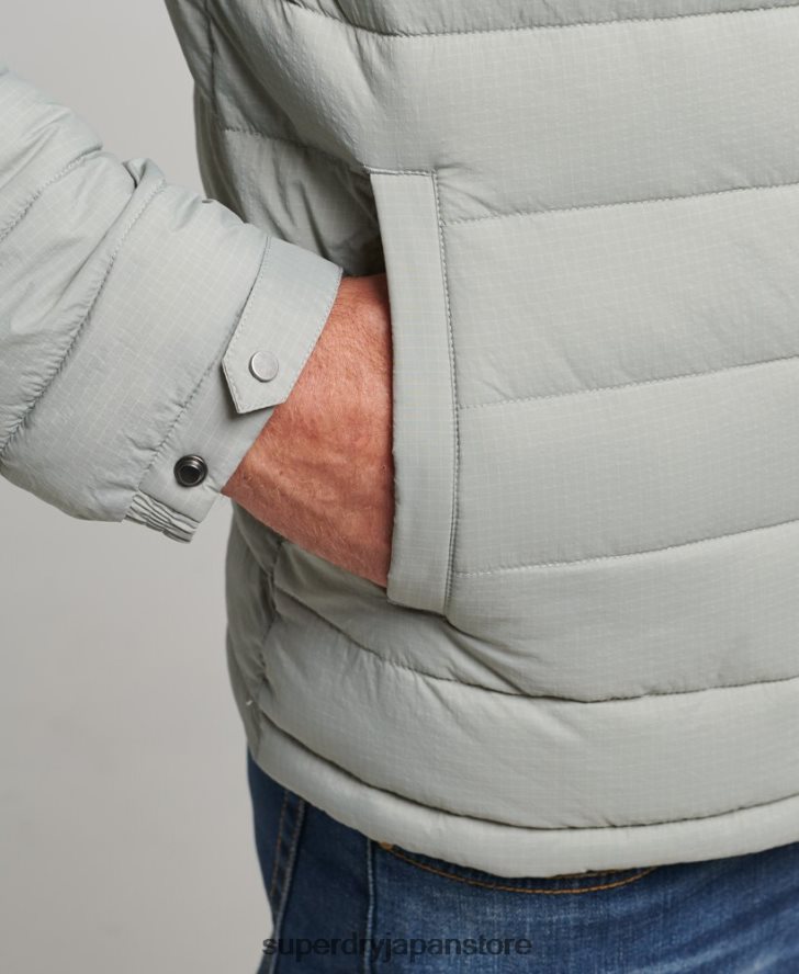 軽量のショートダウンコート 男性 Superdry 衣類 ライトグレー 2J62PZ1044