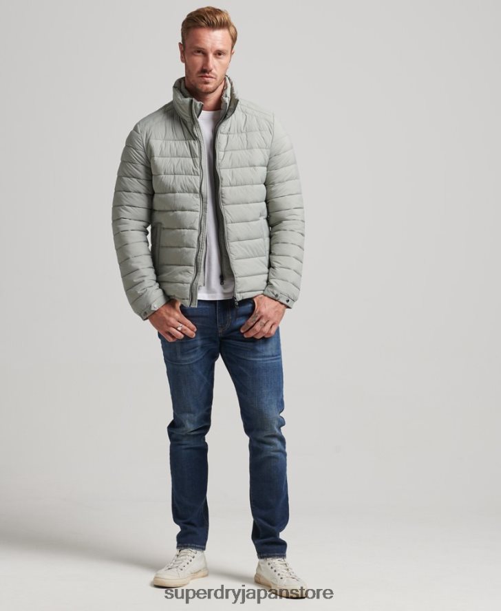 軽量のショートダウンコート 男性 Superdry 衣類 ライトグレー 2J62PZ1044