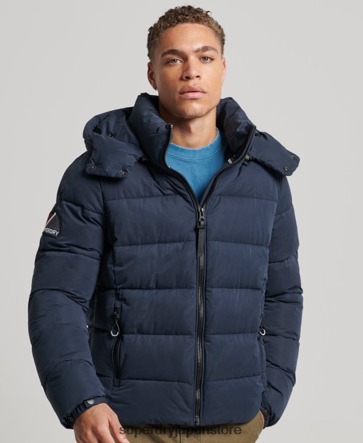 マイクロファイバーマウンテンパファージャケット 男性 Superdry 衣類 海軍 2J62PZ1045