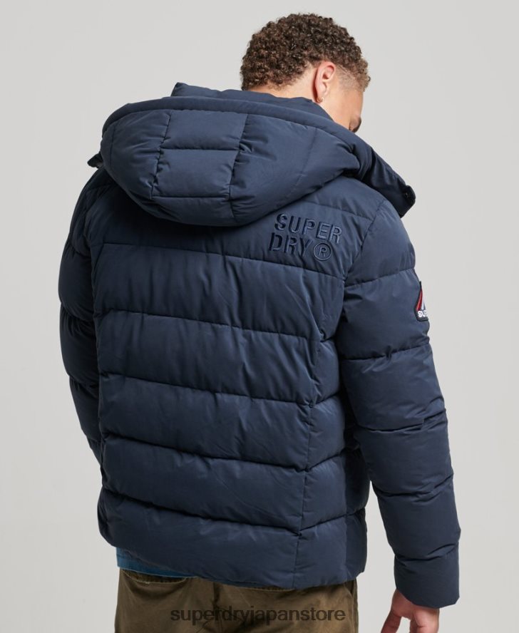 マイクロファイバーマウンテンパファージャケット 男性 Superdry 衣類 海軍 2J62PZ1045