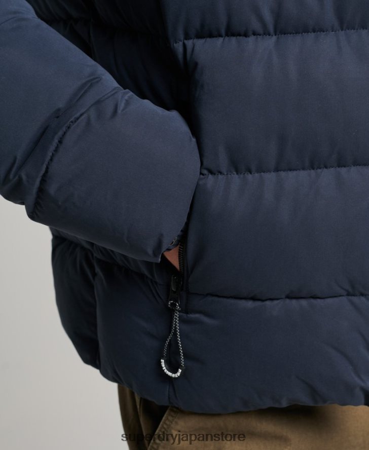 マイクロファイバーマウンテンパファージャケット 男性 Superdry 衣類 海軍 2J62PZ1045