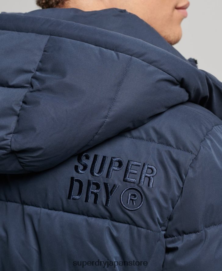 マイクロファイバーマウンテンパファージャケット 男性 Superdry 衣類 海軍 2J62PZ1045