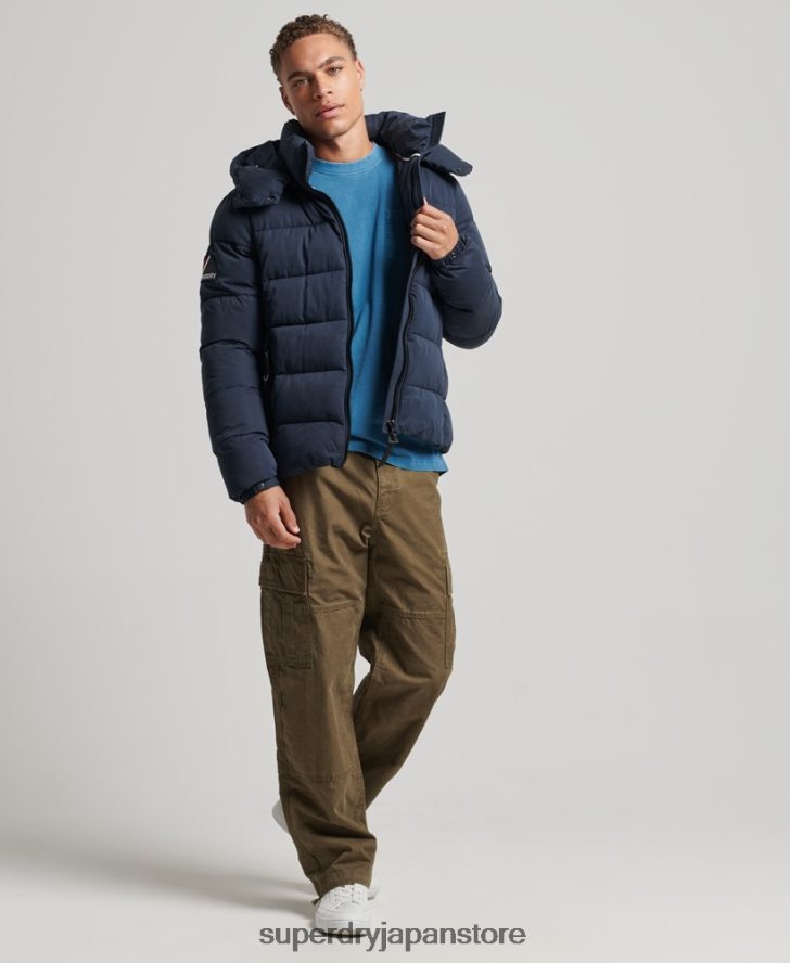 マイクロファイバーマウンテンパファージャケット 男性 Superdry 衣類 海軍 2J62PZ1045