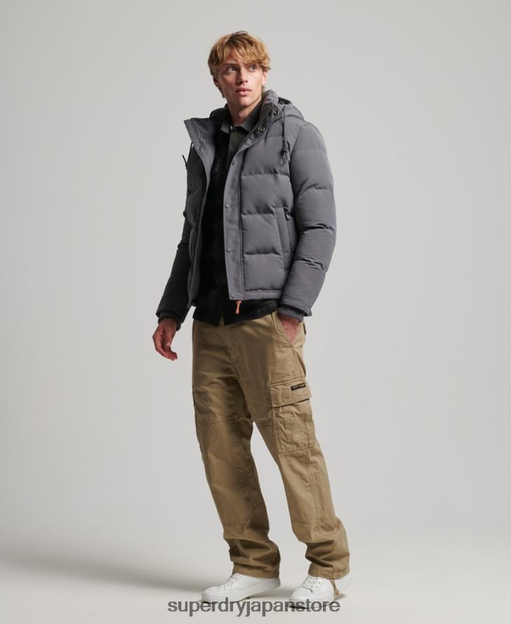 エベレスト フード付きパファージャケット 男性 Superdry 衣類 濃い灰色 2J62PZ1049