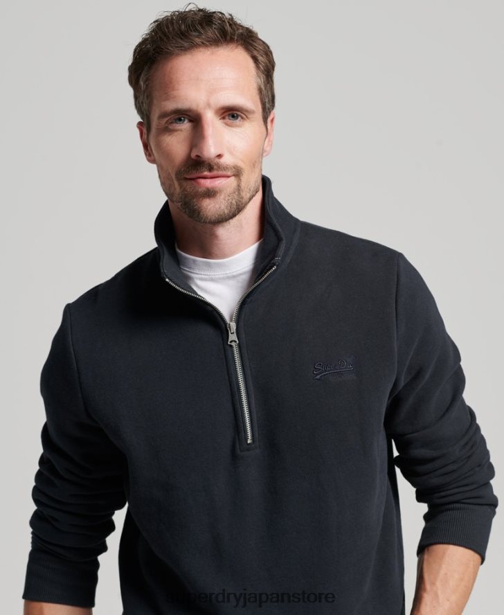 ヴィンテージロゴ刺繍ジップヘンリースウェットシャツ 男性 Superdry 衣類 海軍 2J62PZ104