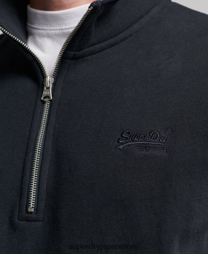 ヴィンテージロゴ刺繍ジップヘンリースウェットシャツ 男性 Superdry 衣類 海軍 2J62PZ104