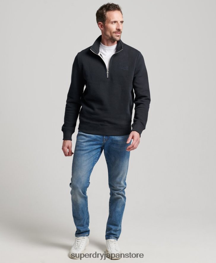 ヴィンテージロゴ刺繍ジップヘンリースウェットシャツ 男性 Superdry 衣類 海軍 2J62PZ104