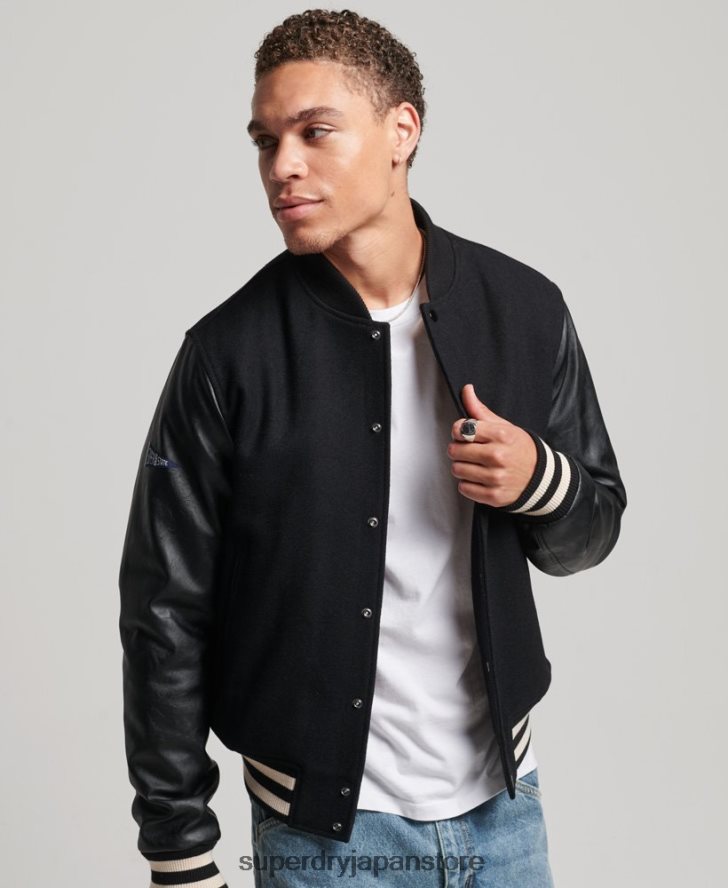 カレッジバーシティボンバージャケット 男性 Superdry 衣類 濃い灰色 2J62PZ1050