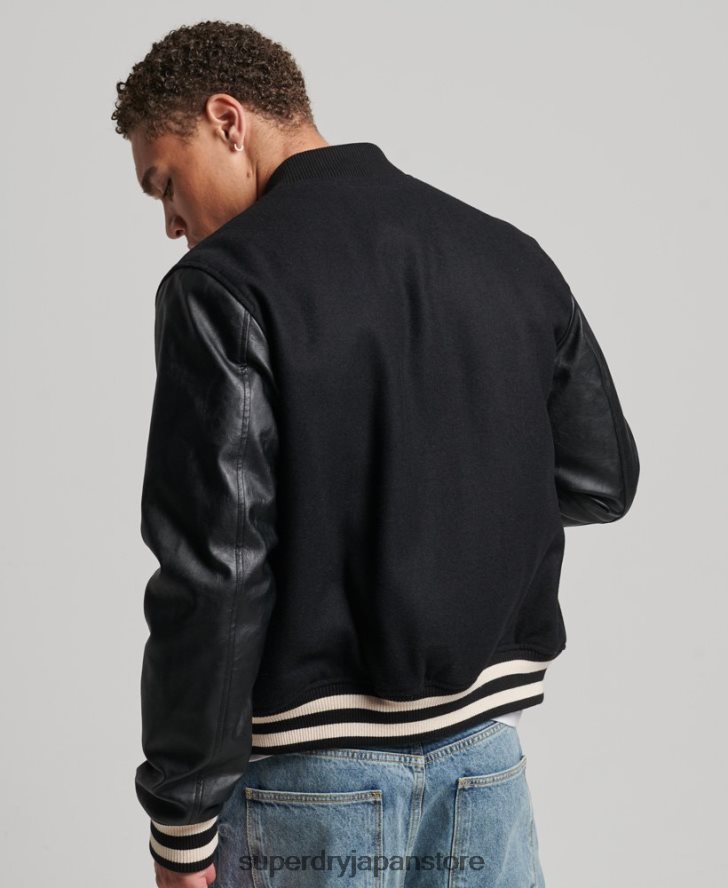 カレッジバーシティボンバージャケット 男性 Superdry 衣類 濃い灰色 2J62PZ1050