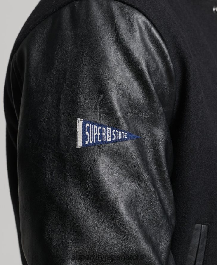 カレッジバーシティボンバージャケット 男性 Superdry 衣類 濃い灰色 2J62PZ1050