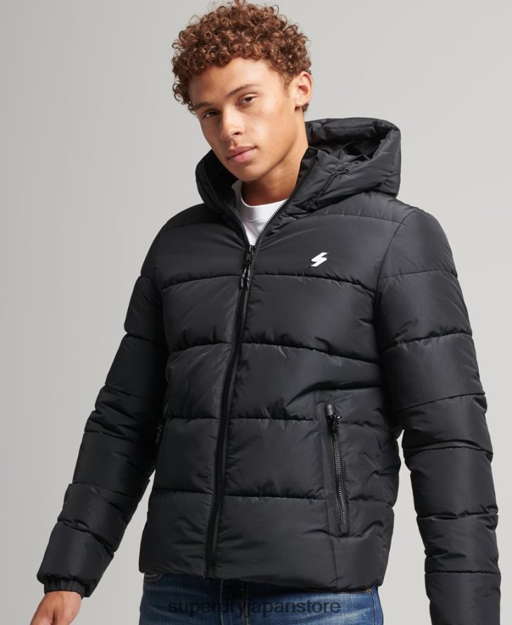 スポーツパファーフード付きジャケット 男性 Superdry 衣類 黒 2J62PZ1051