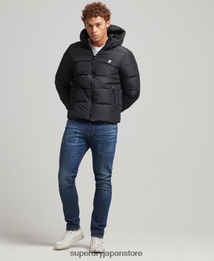 スポーツパファーフード付きジャケット 男性 Superdry 衣類 黒 2J62PZ1051