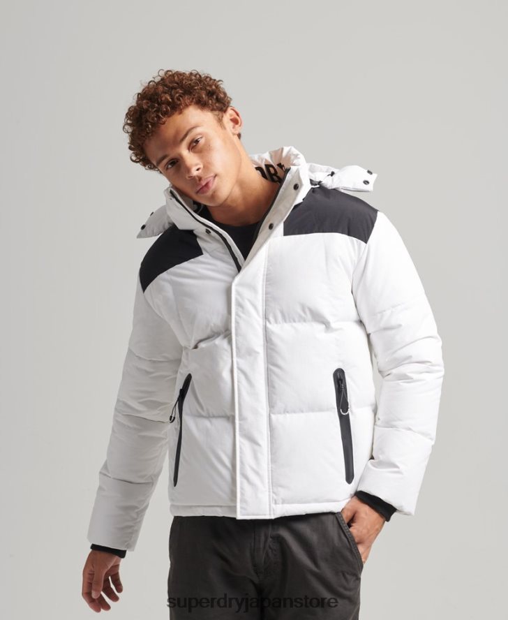 フード付きボックスキルトパフジャケット 男性 Superdry 衣類 白 2J62PZ1054