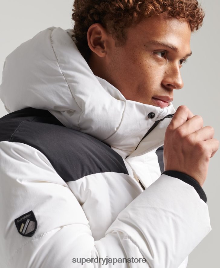 フード付きボックスキルトパフジャケット 男性 Superdry 衣類 白 2J62PZ1054