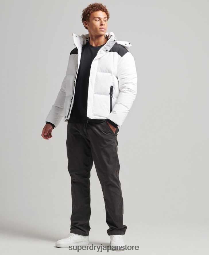 フード付きボックスキルトパフジャケット 男性 Superdry 衣類 白 2J62PZ1054