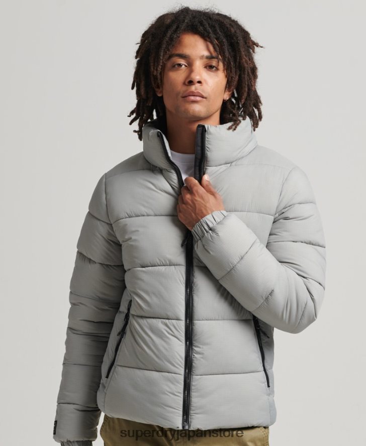 フードなしスポーツダウンジャケット 男性 Superdry 衣類 ライトグレー 2J62PZ1059
