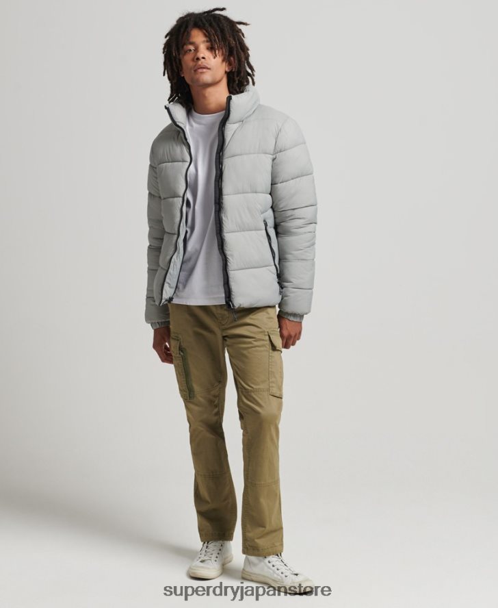 フードなしスポーツダウンジャケット 男性 Superdry 衣類 ライトグレー 2J62PZ1059