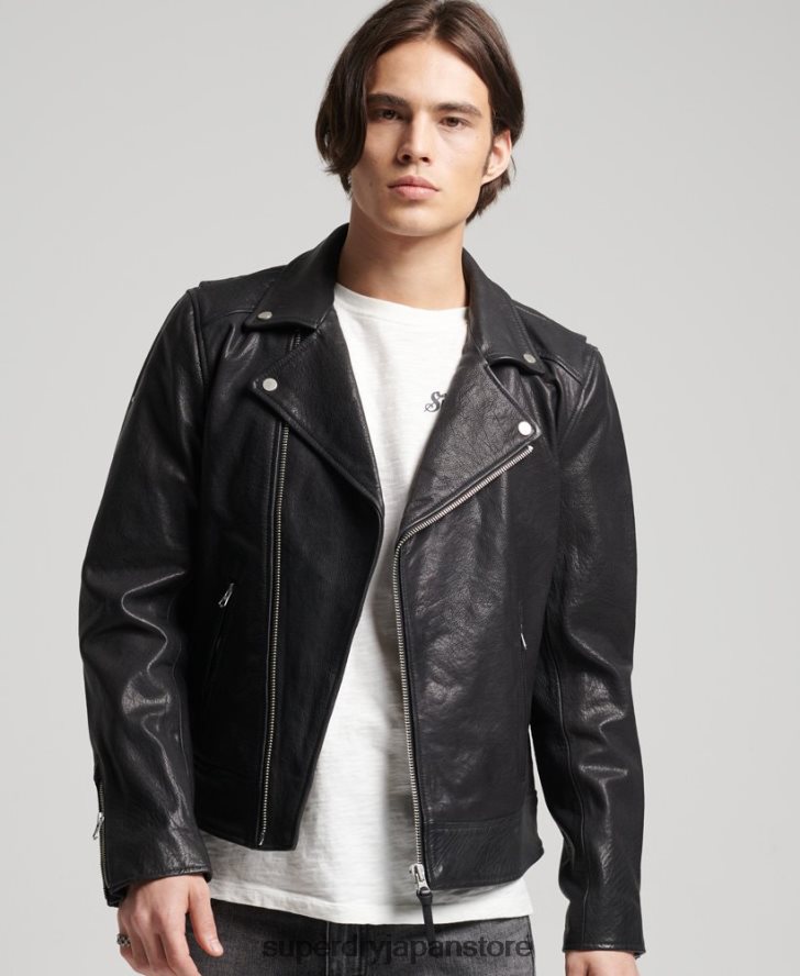 レザーモトバイカージャケット 男性 Superdry 衣類 黒 2J62PZ1060