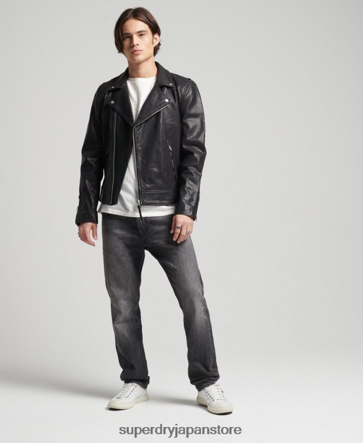 レザーモトバイカージャケット 男性 Superdry 衣類 黒 2J62PZ1060